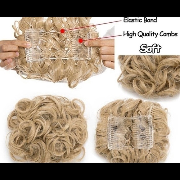 NEW! Fashion Two Comb-In Updo Synthetic Hair Piece Light Blonde. - Picture 5 of 6